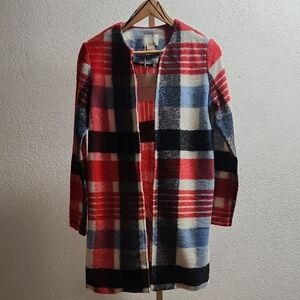 Cynthia Rowley Plaid Teddy Jacket - Red, Blue, Black